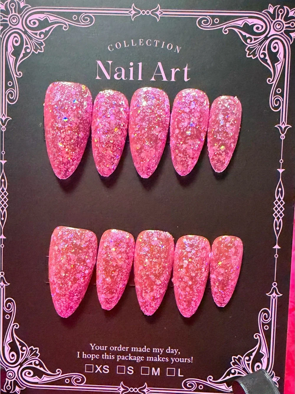 Sparkling Pink Glitter Press-On Nail Set